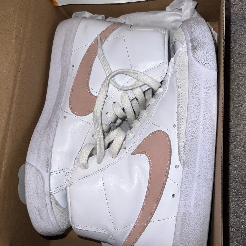 Women's White and Pink Sneakers